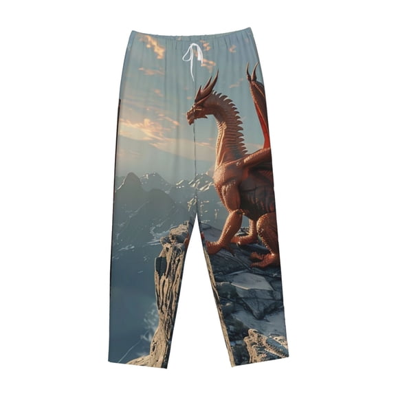 Lsque Red Dragon Mountain Sunrise Print Women's Pajama Pants, Lounge Pant - Comfortable Home Wear,Elastic Waistband, Stylish Design-Small