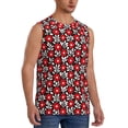 thumbnail image 1 of Lsque Red Floral Print Men's Cotton Blend Sleeveless Muscle Shirts (S-3XL)- Moisture Wicking, Odor Protection, UPF 30+,3X-Large, 1 of 8