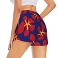 thumbnail image 1 of Lsque Red Floral Printed Women's Running Shorts with Liner Pockets,Elastic Quick Dry Workout Athletic Gym Yoga Shorts,Womens High Waist Shorts-XX-Large, 1 of 9