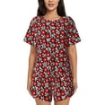 thumbnail image 1 of Lsque Red Floral Women's Short-Sleeved Pajama Set - 2 Piece Soft and Lightweight Sleepwear Set-X-Large, 1 of 9