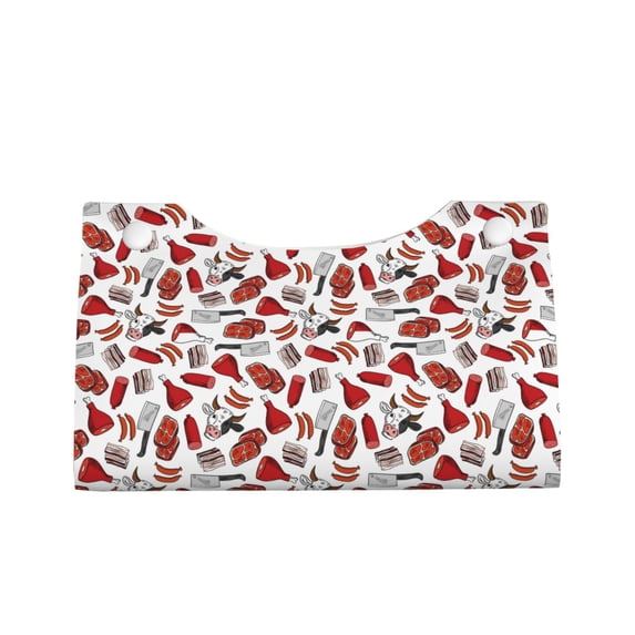 Lsque Red Food Printed Long Tissue Box Cover Holder, Facial Paper Organizer Dispenser,Triangle with Bottom Belt, PVC Leather Decorative Organizer