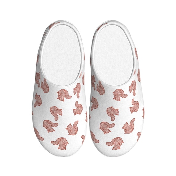 Lsque Red Fox Pattern Womens Comfort Cotton on Scuff With Memory Foam and Anti-skid Sole Slipper-35/36