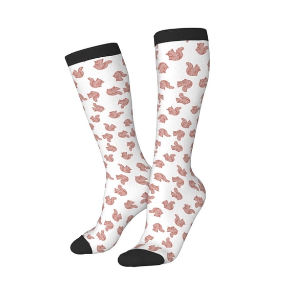 Lsque Red Fox Printed Crew Socks Men's Women's LightWeight Thin Casual Calf Socks ,Knee High Socks,Cotton Socks