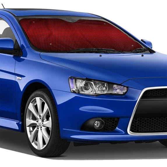 Lsque Red Geometric Car Windshield Sun Shade | Accordion Folding Style Auto Shade for Car Truck SUV Van | Blocks UV Rays Sun Visor Protector | Small