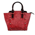 thumbnail image 1 of Lsque Red Glitter Pattern Leather Rivet Shoulder Bag – Elegant Genuine Leather & Microfiber PU Crossbody with Detachable Adjustable Strap, 1 of 5