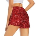 thumbnail image 1 of Lsque Red Glitter Printed Women's Running Shorts with Liner Pockets,Elastic Quick Dry Workout Athletic Gym Yoga Shorts,Womens High Waist Shorts-Small, 1 of 9