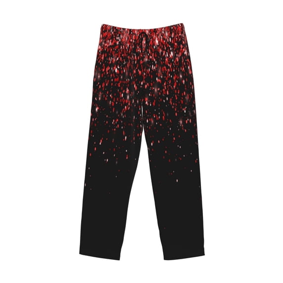 Lsque Red Glitter1 Print Men's Pajama Pants, Lounge Pant - Comfortable Home Wear,Elastic Waistband, Stylish Design-Large