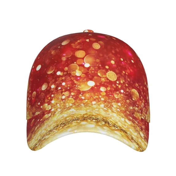 Lsque Red Gold Glitter Baseball Cap Trucker Low Profile Hat Golf Dad Hat Adjustable Original Classic Unconstructed Plain Cap Men Women