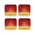 thumbnail image 1 of Lsque Red Gold Glitter Pattern 4" Drink Coasters Set of 4, PVC Leather Absorbent Coasters, Table Coaster Set Decorative Coffee Cup Coasters Housewarming Gift -Square, 1 of 6