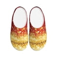 thumbnail image 1 of Lsque Red Gold Glitter Pattern Womens Comfort Cotton on Scuff With Memory Foam and Anti-skid Sole Slipper-44/45, 1 of 7