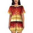 thumbnail image 1 of Lsque Red Gold Glitter Women's Short-Sleeved Pajama Set - 2 Piece Soft and Lightweight Sleepwear Set-Medium, 1 of 9