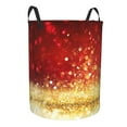 thumbnail image 1 of Lsque Red Gold Glitter pattern Laundry Hamper Basket, Tall Woven Rope Hamper Basket for Clothes, Lightweight Storage Basket, Collapsible Waterproof-Small, 1 of 8