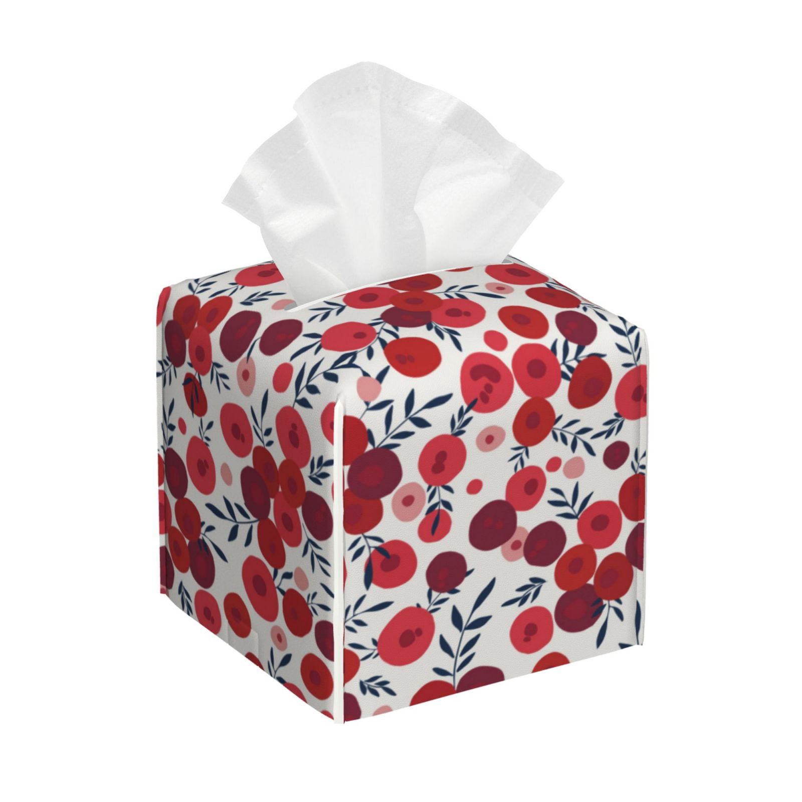 Aztec Dog Paw Tissue Box Cover - Square PU Leather Waterproof Holder For Bathroom, Car, Or Office
