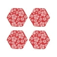 thumbnail image 1 of Lsque Red Hibiscus Flower Pattern 4" Drink Coasters Set of 4, PVC Leather Absorbent Coasters, Table Coaster Set Decorative Coffee Cup Coasters Housewarming Gift -Hexagon, 1 of 6