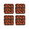 thumbnail image 1 of Lsque Red Hot Chili Pattern 4" Drink Coasters Set of 4, PVC Leather Absorbent Coasters, Table Coaster Set Decorative Coffee Cup Coasters Housewarming Gift -Square, 1 of 6