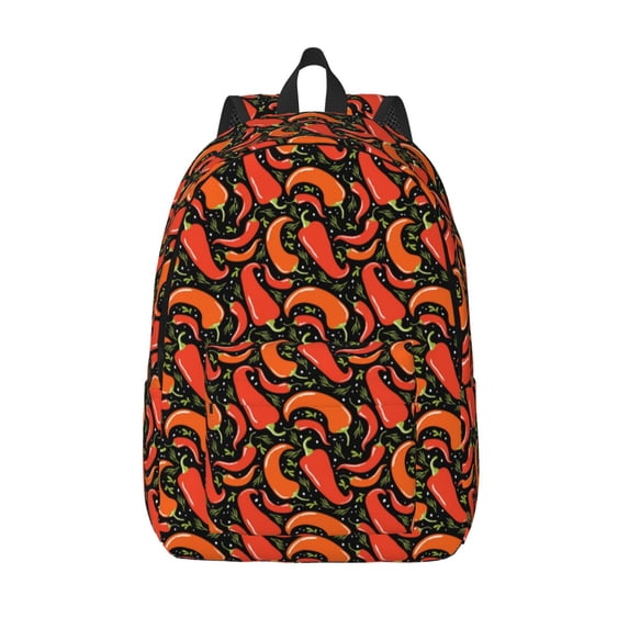 Lsque Red Hot Chili Pattern Canvas Daypack, Durable Backpack, High-quality Versatile Backpack,Vintage Compact Backpack-Medium