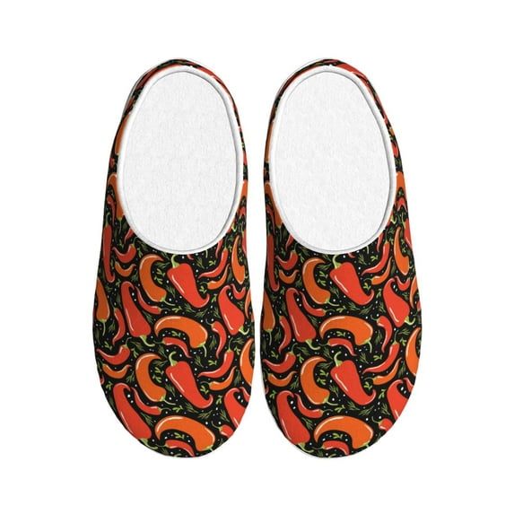 Lsque Red Hot Chili Pattern Womens Comfort Cotton on Scuff With Memory Foam and Anti-skid Sole Slipper-39/40
