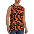 thumbnail image 1 of Lsque Red Hot Chili Print Men's Cotton Blend Sleeveless Muscle Shirts (S-3XL)- Moisture Wicking, Odor Protection, UPF 30+,XX-Large, 1 of 8