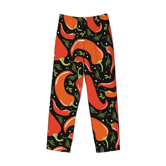 Lsque Red Hot Chili Print Men's Pajama Pants, Lounge Pant - Comfortable Home Wear,Elastic Waistband, Stylish Design-XX-Large