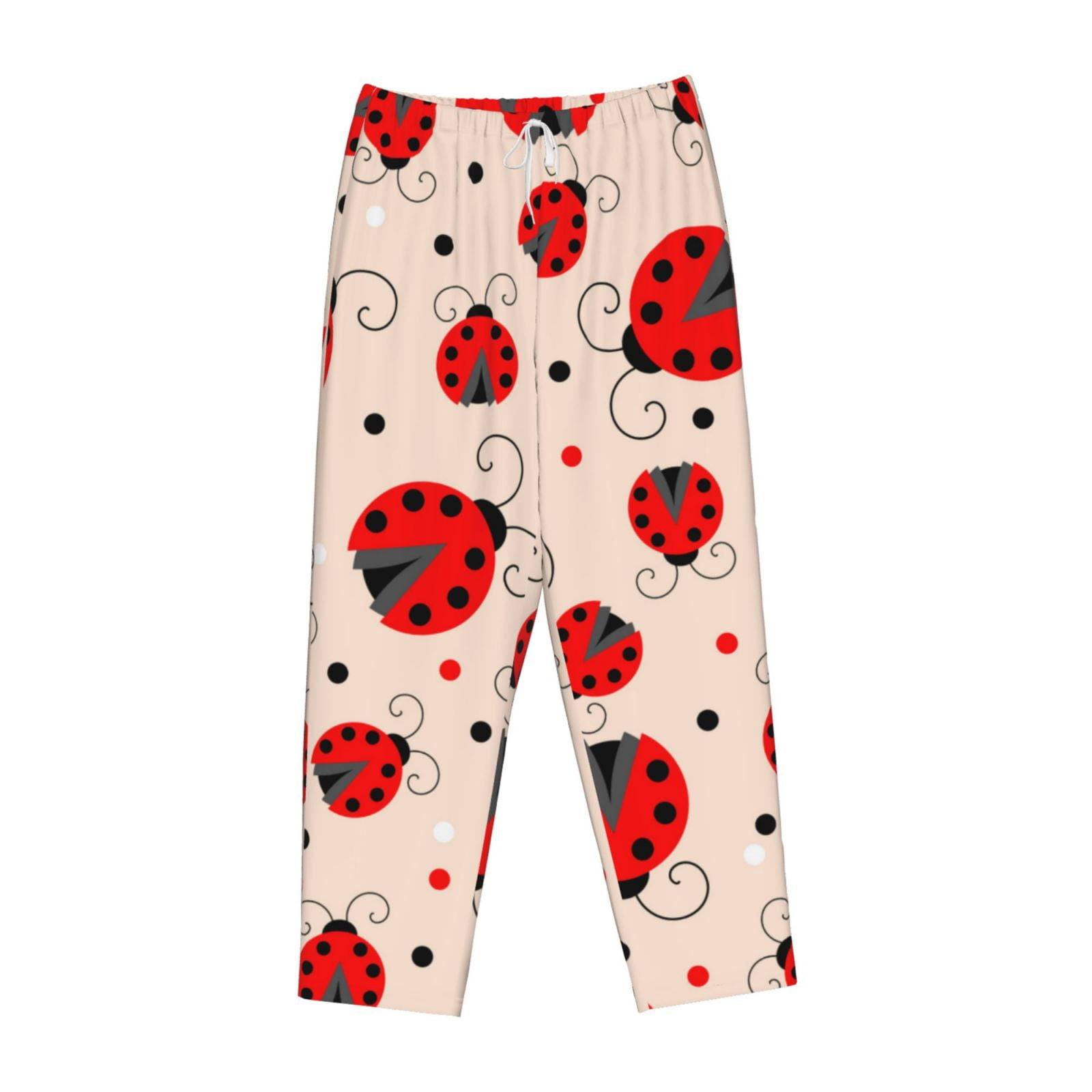 Lsque Red Ladybug Print Women's Pajama Pants, Lounge Pant Comfortable