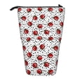 thumbnail image 1 of Lsque Red Ladybugs On Black Dotted Pattern Telescopic Pencil Bag Pen Holder Stationery Case, Stand-up Retractable Transformer Bag Organizer, 1 of 6