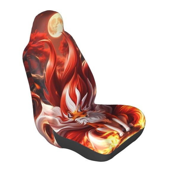 Lsque Red Leaf Flame Fox Pattern Car Seat Covers for Front Seats , Waterproof Seat Covers for Cars, Sporty Front Seat Covers,Car Seat Cover Protector Front Seats