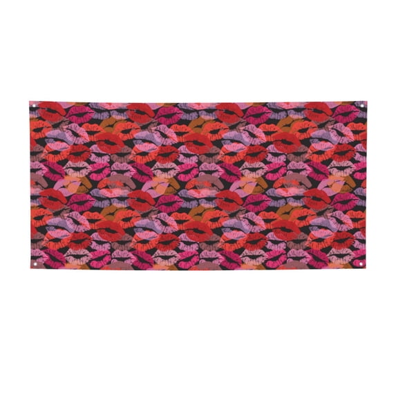 Lsque Red Lips Kissing Pattern Party Banner, Festive Banner , Holiday Celebrations and Events for Carnival Birthday Party Festival Decorations-Small