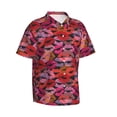 thumbnail image 1 of Lsque Red Lips Kissing pattern Hawaiian Shirt for Men, Unisex Summer Beach Casual Short Sleeve Button Down Shirts-Medium, 1 of 9