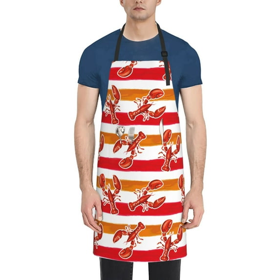 Lsque Red Lobster Waterproof Apron Chef Aprons for Men Heavy Duty Chemical Work Apron Extra Long Grilling Aprons with Adjustable Bib Apron