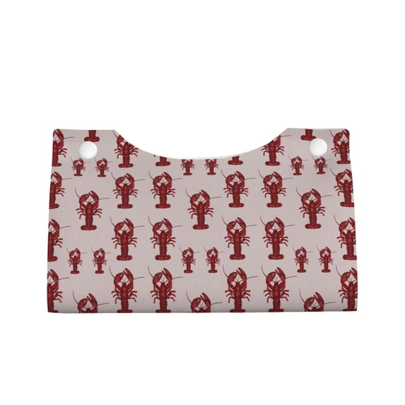 Lsque Red Lobster With Claws Printed Long Tissue Box Cover Holder, Facial Paper Organizer Dispenser,Triangle with Bottom Belt, PVC Leather Decorative Organizer