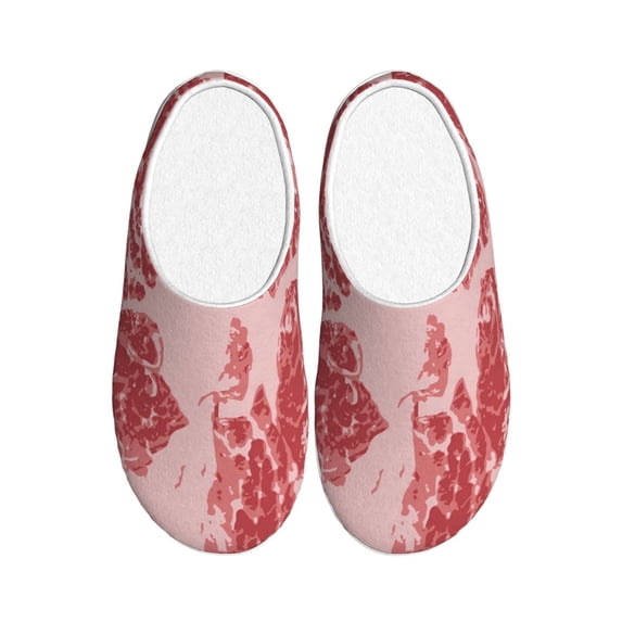 Lsque Red Meat Pattern Womens Comfort Cotton on Scuff With Memory Foam and Anti-skid Sole Slipper-42/43