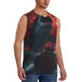 thumbnail image 1 of Lsque Red Moon Shark Sailboat Print Men's Cotton Blend Sleeveless Muscle Shirts (S-3XL)- Moisture Wicking, Odor Protection, UPF 30+,Medium, 1 of 8