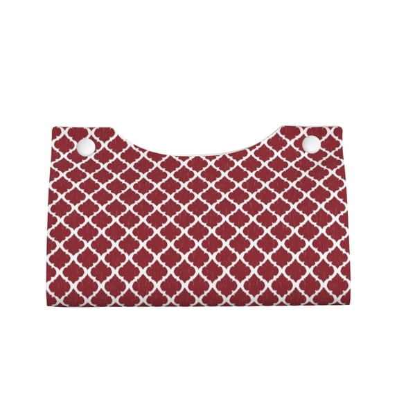 Lsque Red Moroccan Printed Long Tissue Box Cover Holder, Facial Paper Organizer Dispenser,Triangle with Bottom Belt, PVC Leather Decorative Organizer