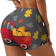 thumbnail image 1 of Lsque Red Pickup Truck With Pumpkins Pattern High Waisted Biker Shorts for Women-Tummy Control Fitness Athletic Workout Running Yoga Gym Shorts,Moisture-Wicking-Small, 1 of 9