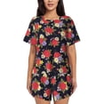 thumbnail image 1 of Lsque Red Rose Flower Women's Short-Sleeved Pajama Set - 2 Piece Soft and Lightweight Sleepwear Set-Large, 1 of 9