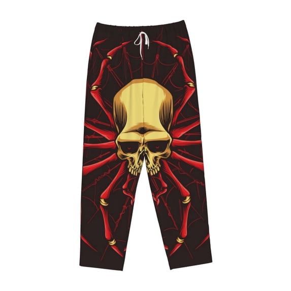 Lsque Red Skull Spider Print Women's Pajama Pants, Lounge Pant - Comfortable Home Wear,Elastic Waistband, Stylish Design-X-Large