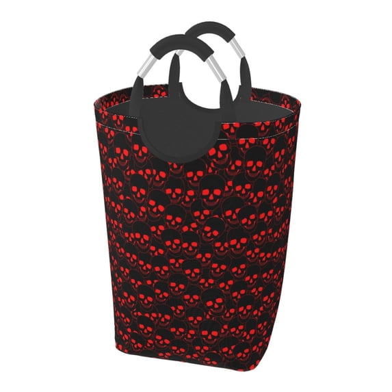 Lsque Red Skulls 4 Laundry Basket, Laundry Hamper, Dirty Clothes Hamper for Laundry, Collapsible, Waterproof Laundry Baskets with Aluminum Handles for Laundry, Dorm, Family