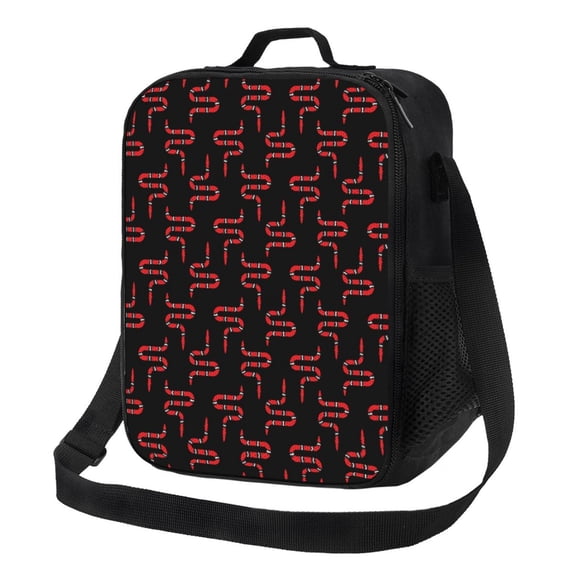 Lsque Red Snake Lunch Bag Lunch Box for Women Men Reusable Insulated Lunch Tote Bag,Leakproof Thermal Cooler Sack Food Handbags Case High Capacity