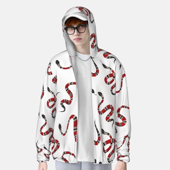 Lsque Red Snake UPF 50+ Lightweight Sun Protection Men's Women's Long Sleeve Shirt, Hoodie Performance -Medium
