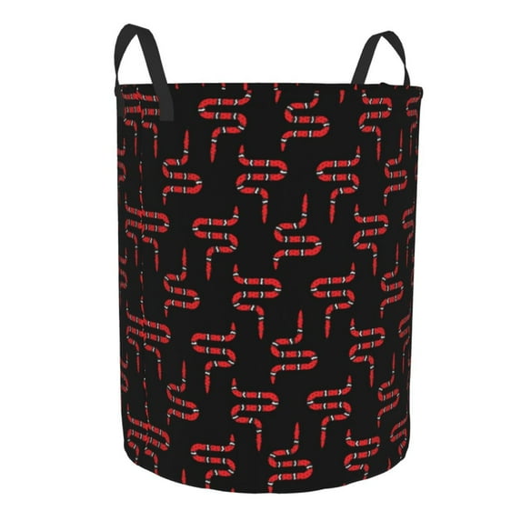 Lsque Red Snake pattern Laundry Hamper Basket, Tall Woven Rope Hamper Basket for Clothes, Lightweight Storage Basket, Collapsible Waterproof-Medium