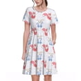 thumbnail image 1 of Lsque Red Squirrel And Blue Rabbit Print Women's Casual Dress T-Shirt Summer Short Sleeve Scoop Neck Swing Dresses, 1 of 6