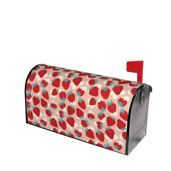 Lsque Red Strawberry Mailbox Cover Standard Size ,Magnetic Mailbox Covers Post Wraps Letter Box Cover -25.5x21 in