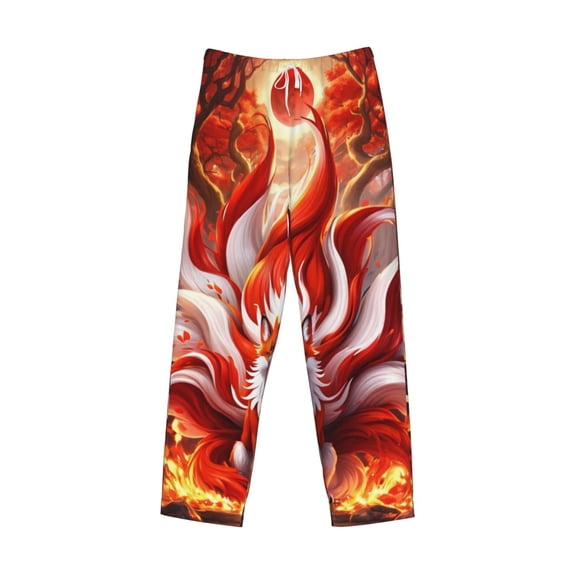 Lsque Red Sun Flame Fox Print Men's Pajama Pants, Lounge Pant - Comfortable Home Wear,Elastic Waistband, Stylish Design-XX-Large