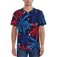 thumbnail image 1 of Lsque Red White Blue Fireworks Pattern Mens Polo Golf Shirts Funny Graphics Shorts Sleeve Button Shirts Baseball T-shirt-Medium, 1 of 7