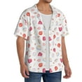 thumbnail image 1 of Lsque Red coral and scallop seashell print Men's Cuban Collar Short Sleeve Shirt Summer Beachwear Casual Button Down Fashionable Vacation Leisure Shirt-4X-Large, 1 of 7