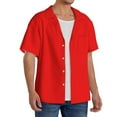 thumbnail image 1 of Lsque Red print Men's Cuban Collar Short Sleeve Shirt Summer Beachwear Casual Button Down Fashionable Vacation Leisure Shirt-Medium, 1 of 7