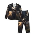 thumbnail image 1 of Lsque Regal Stag In Forest Pattern Long Sleeve Pajama Set for Women - Soft 2-Piece Sleepwear and Loungewear Set with Pockets, Comfy Nightwear-Medium, 1 of 7