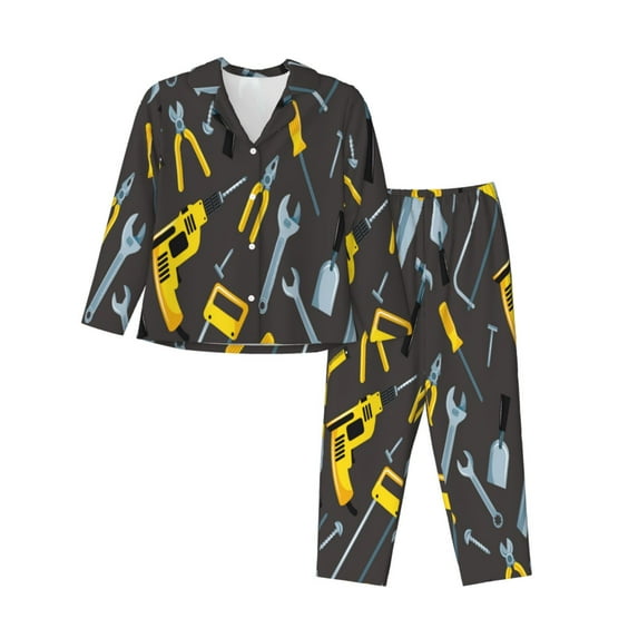 Lsque Repair tools (2) Pattern Long Sleeve Pajama Set for Women - Soft 2-Piece Sleepwear and Loungewear Set with Pockets, Comfy Nightwear-Large