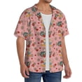 thumbnail image 1 of Lsque Retro 70s 60s Hippie Flower print Men's Cuban Collar Short Sleeve Shirt Summer Beachwear Casual Button Down Fashionable Vacation Leisure Shirt-X-Large, 1 of 7