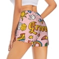 thumbnail image 1 of Lsque Retro 70s Hippie Printed Women's Running Shorts with Liner Pockets,Elastic Quick Dry Workout Athletic Gym Yoga Shorts,Womens High Waist Shorts-Small, 1 of 9